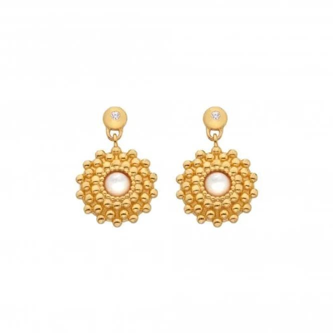 18ct Gold Plated Sterling Silver Blossom Mother of Pearl Earrings DE785