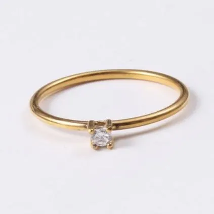 18K Gold-Filled Dainty Zircon Ring