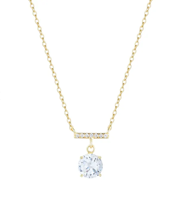 CLEARANCE - Kamaria Solitaire & Crystal Bar Gemstone Necklaces