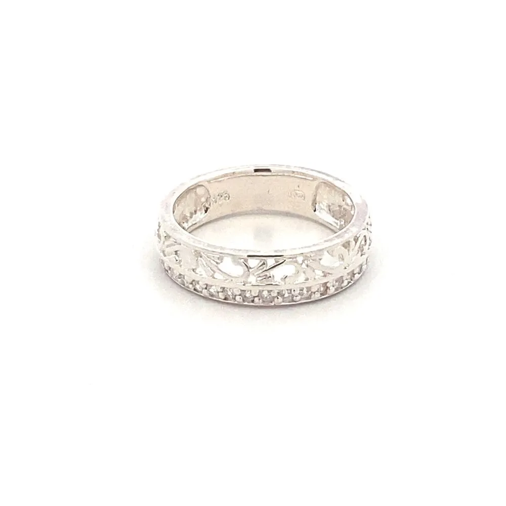 Damien Half Filigree 925 Sterling Silver Band Ring