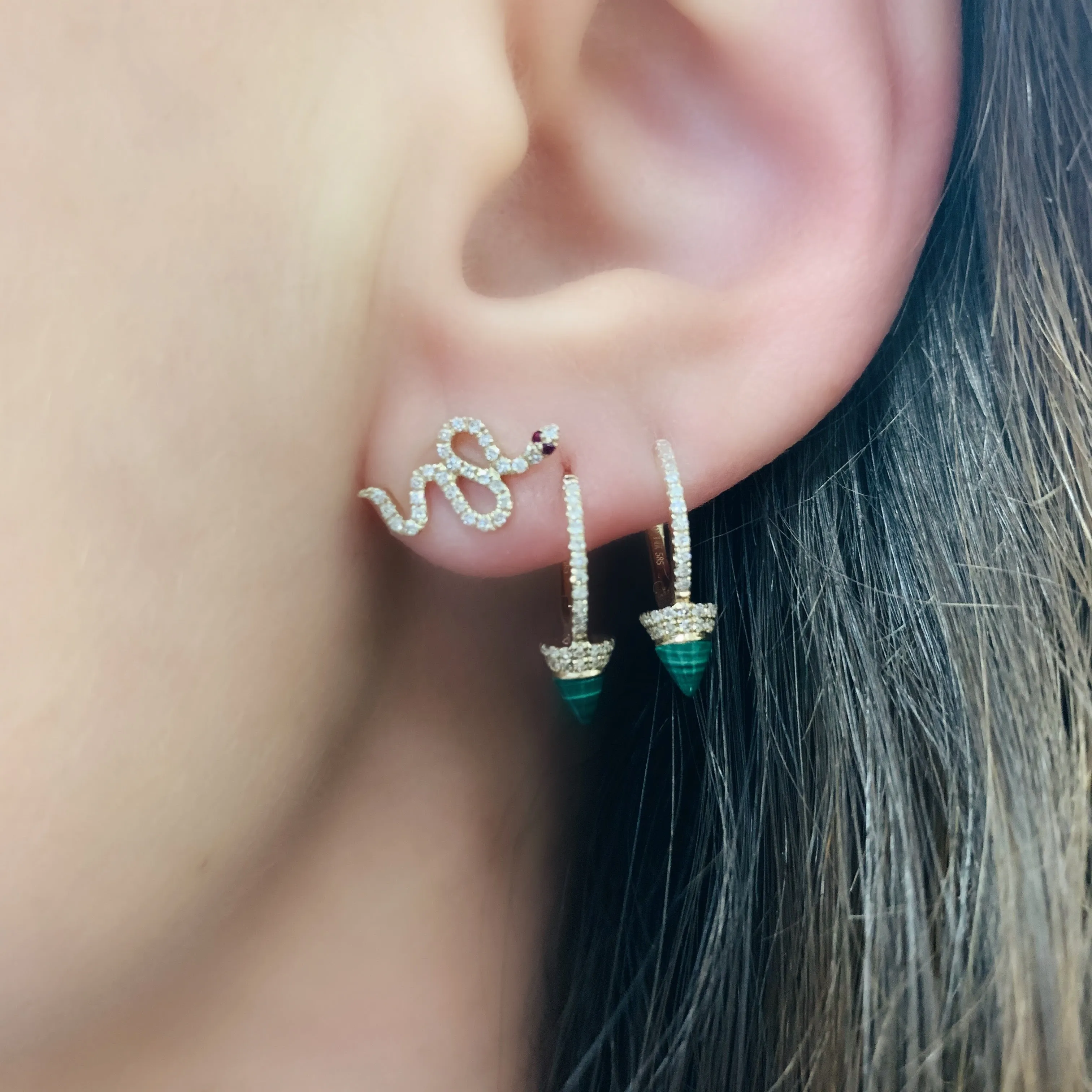 Diamond Slither Snake Stud Earrings