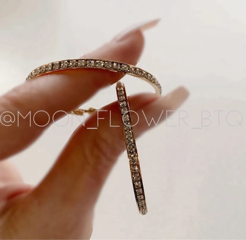 Gold CZ Hoop Earring