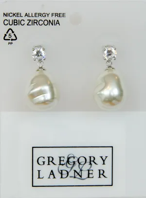 Gregory Ladner Crystal Pearl Drop Earrings