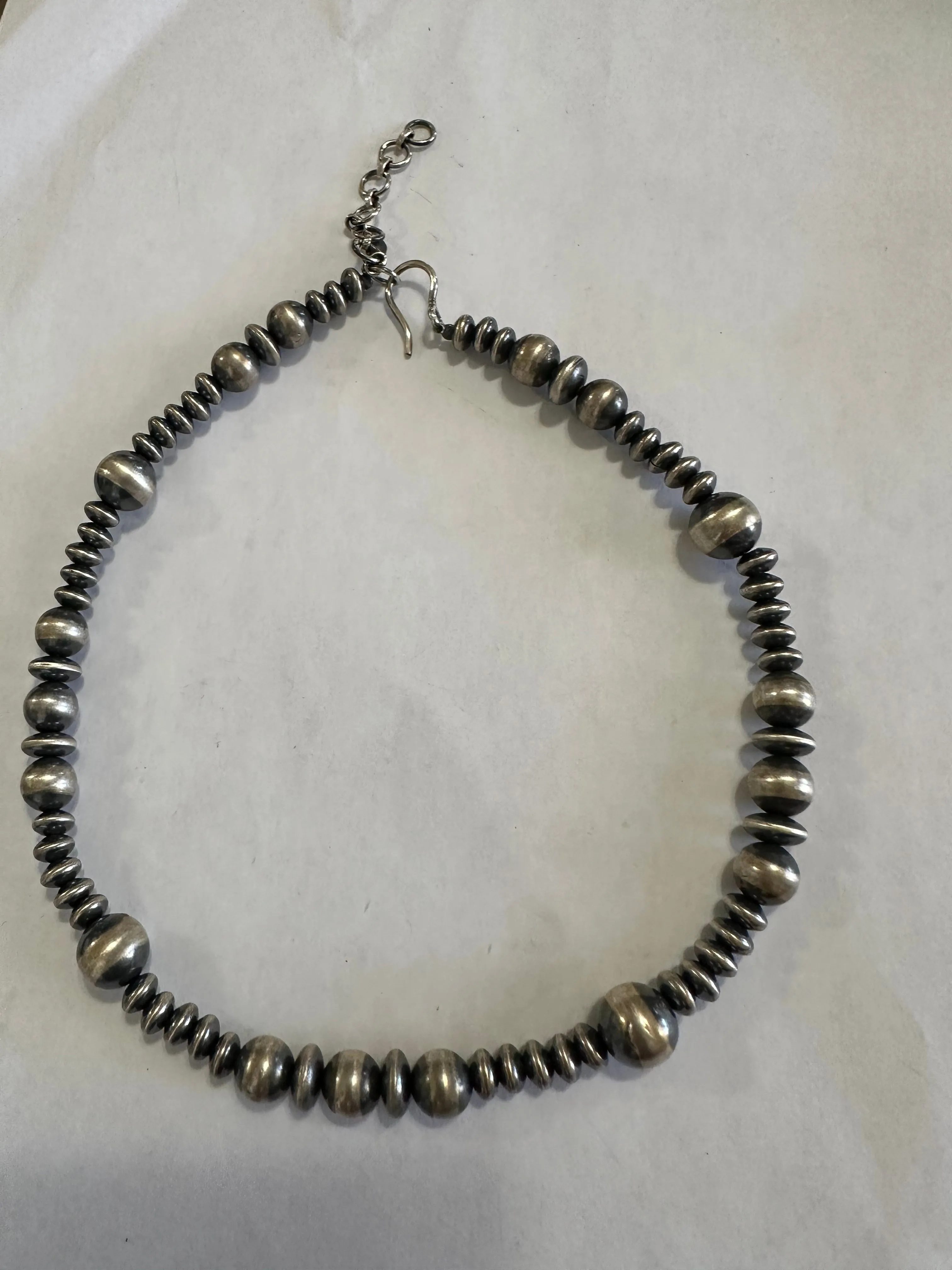 Handmade Graduated Sterling Silver Graduated Bead Beaded 4-8mm Necklace w/ 2 Inch Extender