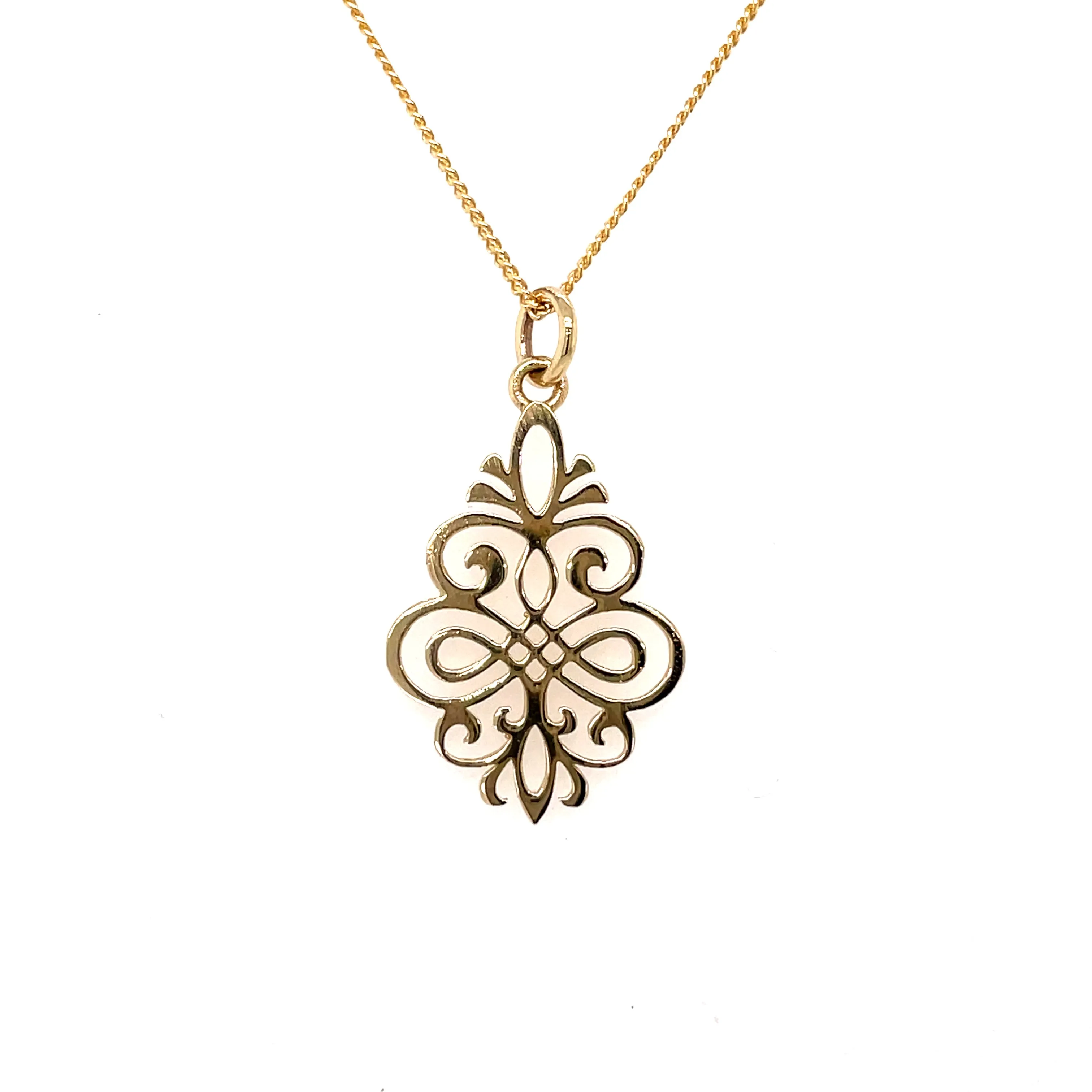 Jewel Yellow Gold Fancy Filigree Pattern Pendant