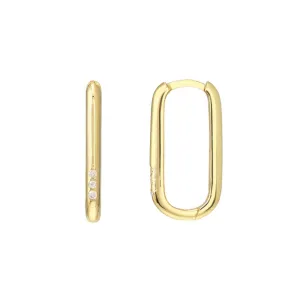 Oval Hoop Earrings With Diamonds