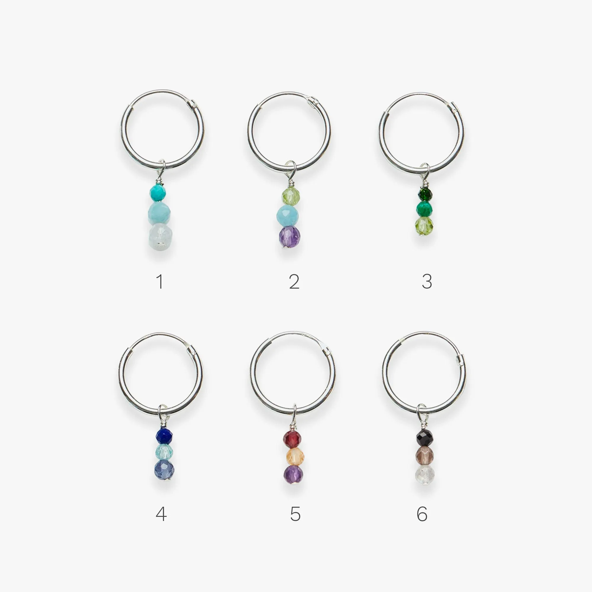Palette gemstone charm earring silver