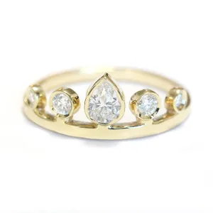 Pear Diamond Tiara Unique Crown Ring