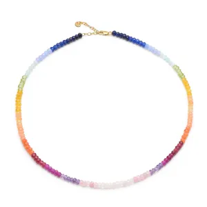 Rainbow Happy Face Gemstone Necklace