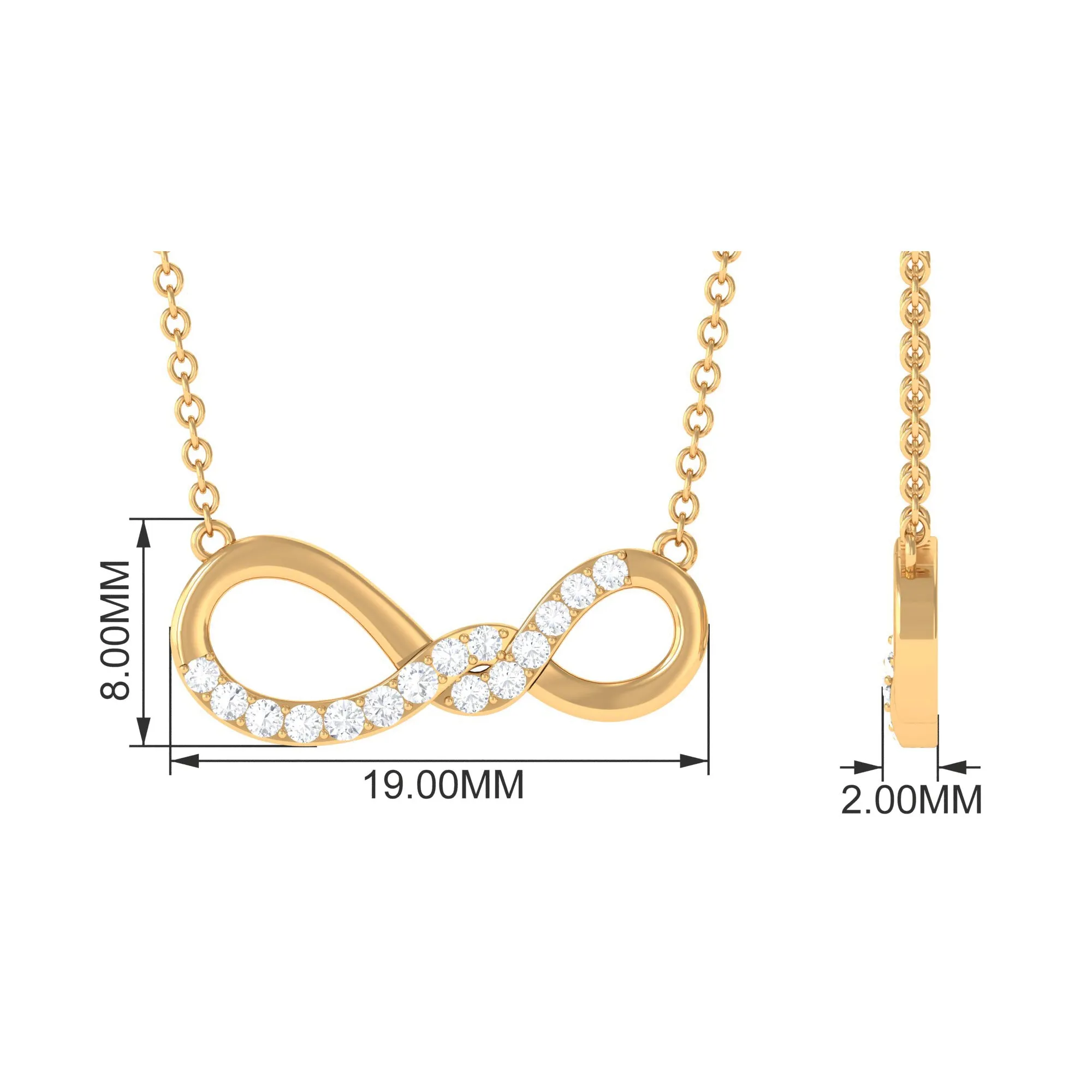 Round Moissanite Twisted Necklace in Pave Setting