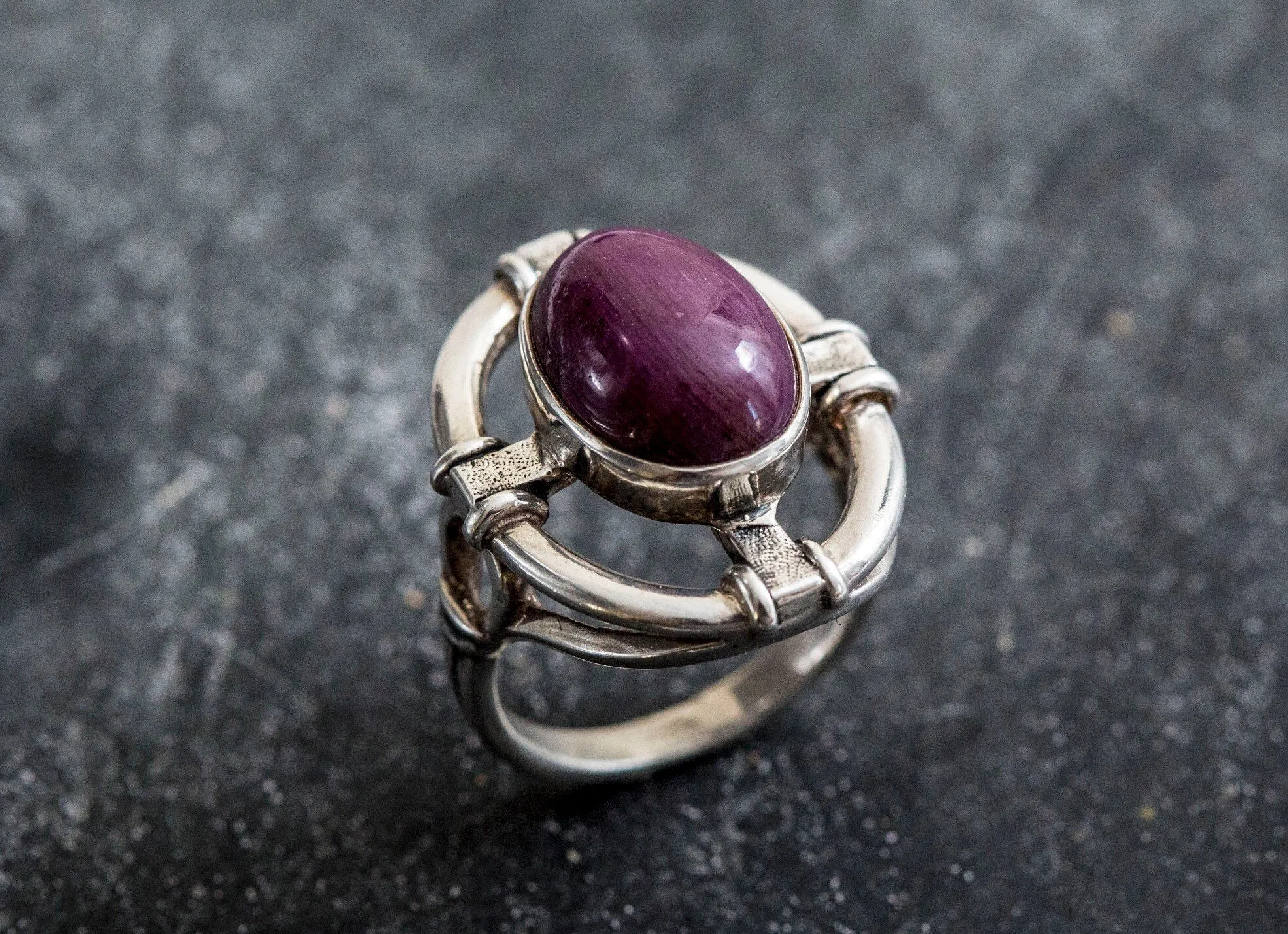 Statement Ruby Ring - Red Gemstone Ring - Ruby Bezel Ring