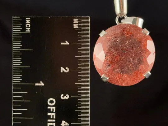 SUPER SEVEN Quartz Crystal Pendant - Sterling Silver, Round - Fine Jewelry, Healing Crystals and Stones, 54139