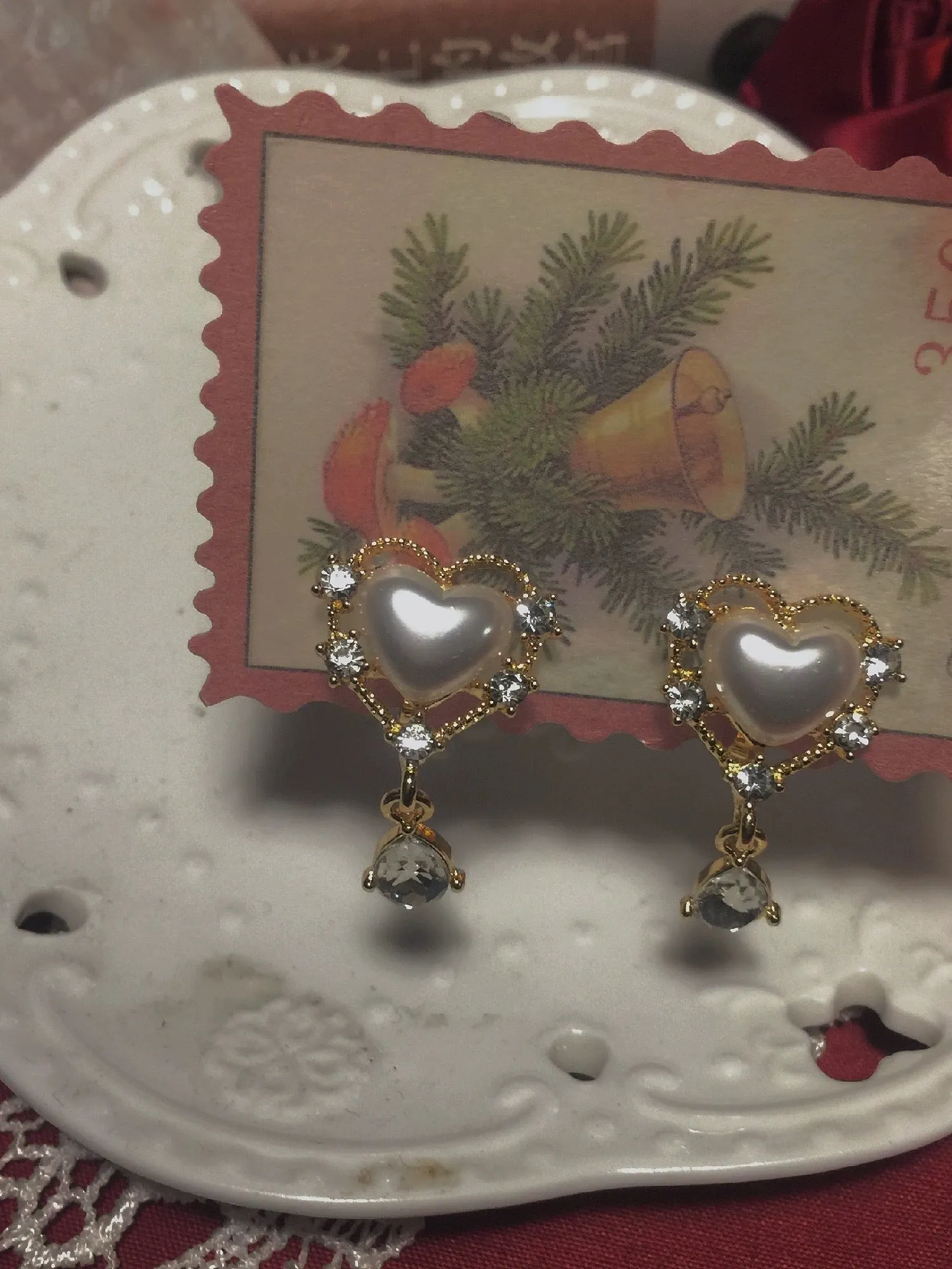 The Love Song Glass Pearl Earring Ear clip 925 silver pin